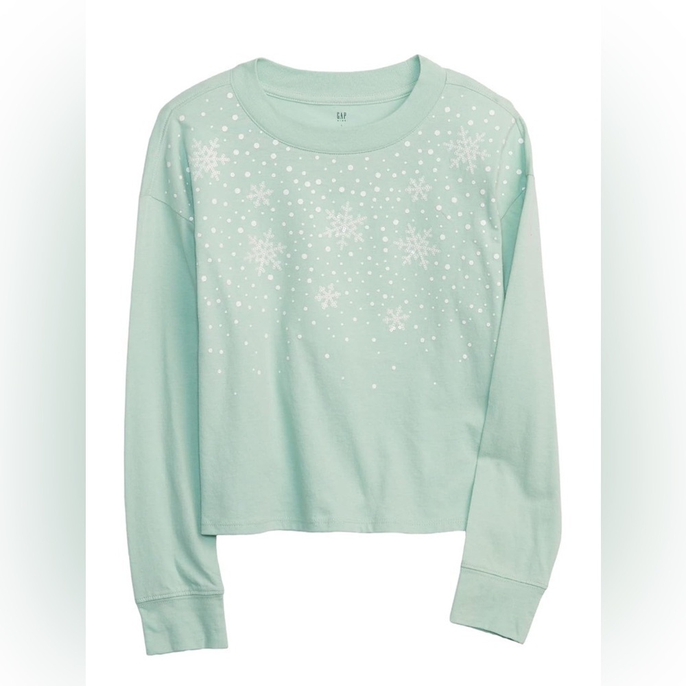 GAP Girls' Long Sleeve Graphic Tee T-Shirt Christmas Size L